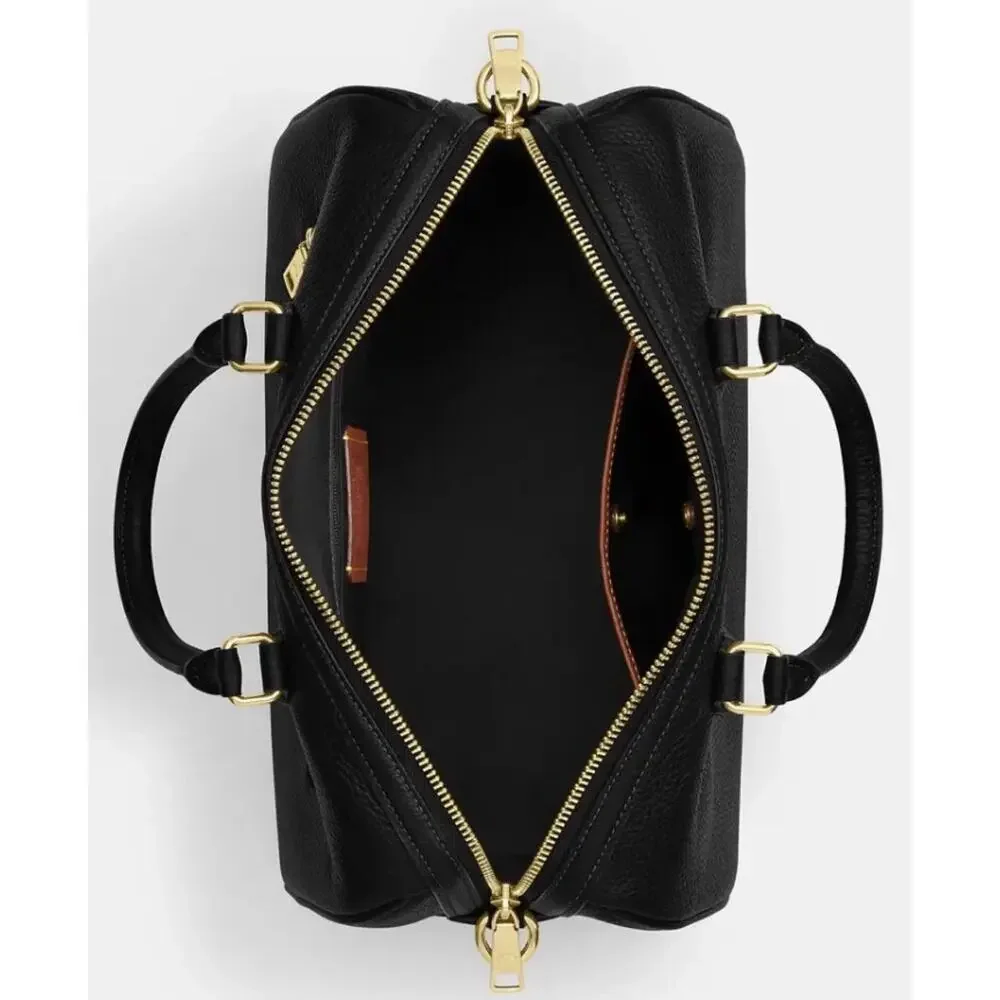 COACH Rowan Large Satchel Bag, BLACK/GOLD; RARE ITEM!!